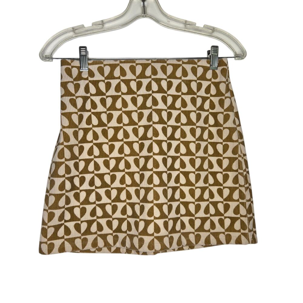 Elodie Womens Retro Mod Heart Mini Skirt Corduroy Fall 60s Mod Neutral Small